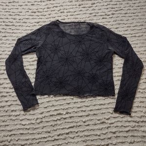 Disturbia spiderweb mesh black crop top